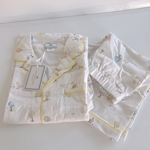 Petite Plume Unisex Flame Resistant Chemical Free Easter Gardens Pajama Set 14 - Picture 4 of 8